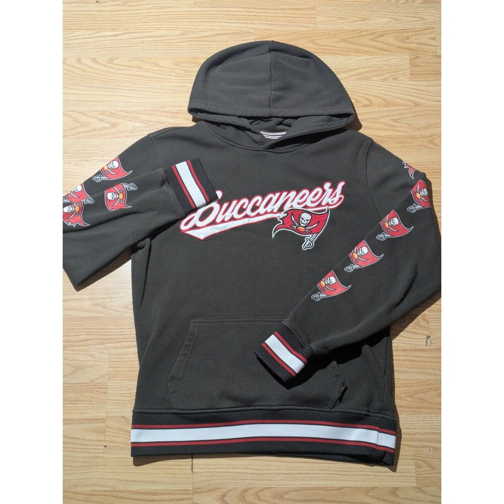 Tampa Bay Buccaneers Black Pullover Hoodie Sleeve‎ Logos, Size Medium